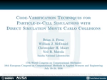 Code-Verification Techniques for Particle-in-Cell Simulations with DSMC Collisions